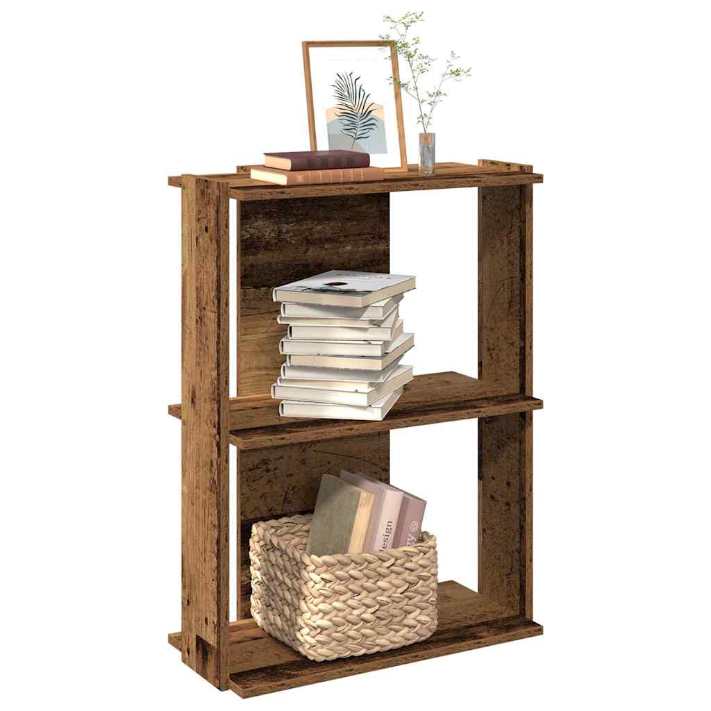 Bibliothèque à 3 niveaux vieux bois 60x30x80 cm bois ingénierie - XIOS