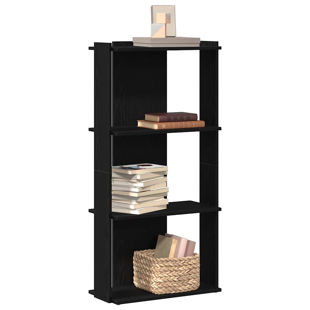 Bibliothèque à 3 niveaux noir 60x30x120 cm bois d'ingénierie - XIOS