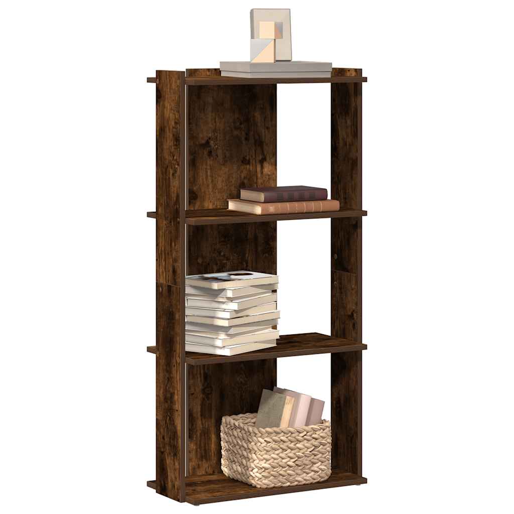 Bibliothèque 3 niveaux chêne fumé 60x30x120cm bois d'ingénierie - XIOS