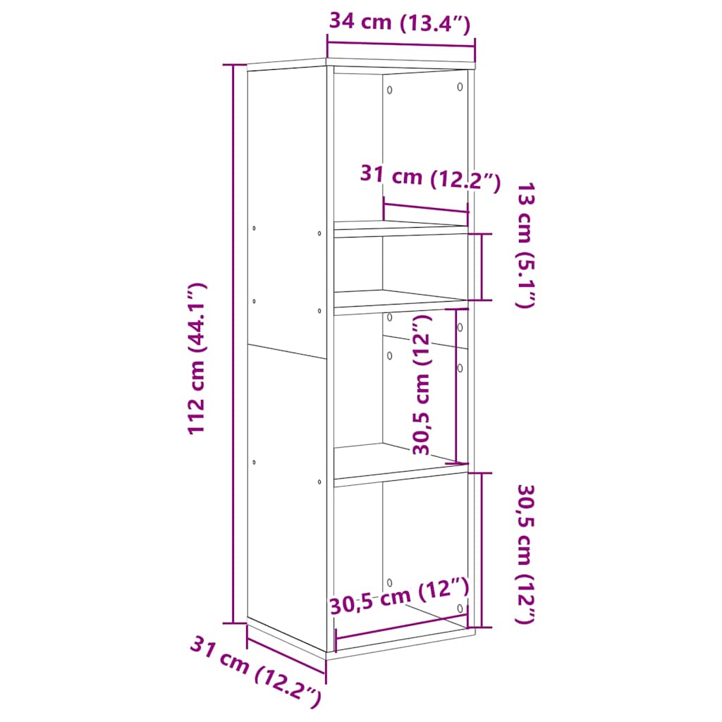 Bibliothèque chêne sonoma 34x31x112 cm bois d'ingénierie - XIOS