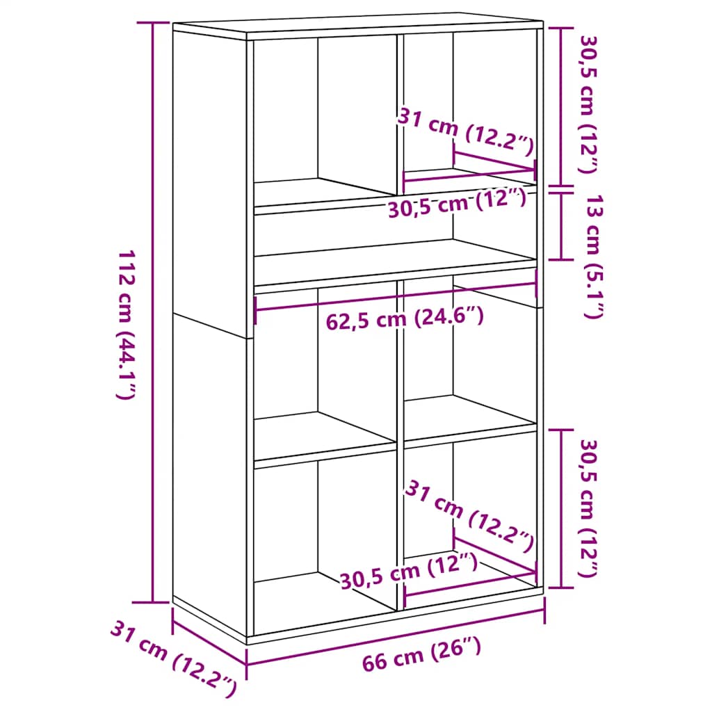 Bibliothèque gris béton 66x31x112 cm bois d'ingénierie - XIOS