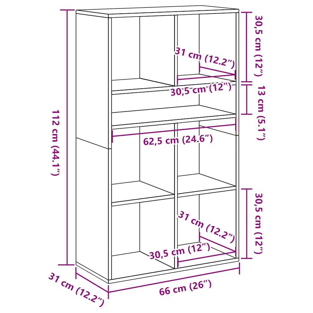 Bibliothèque chêne marron 66x31x112 cm bois d'ingénierie - XIOS