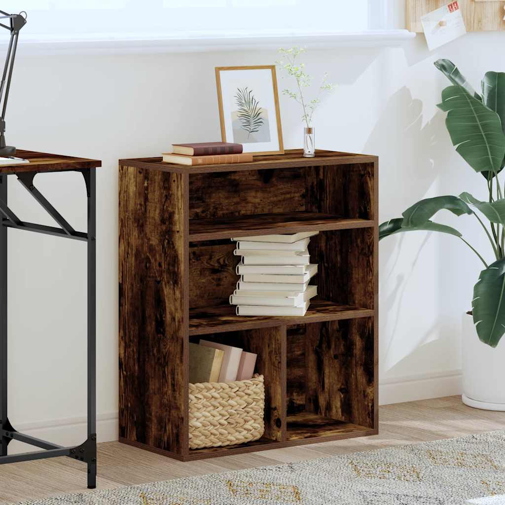 Bibliothèque chêne fumé 60x30x71,5 cm bois d'ingénierie - XIOS