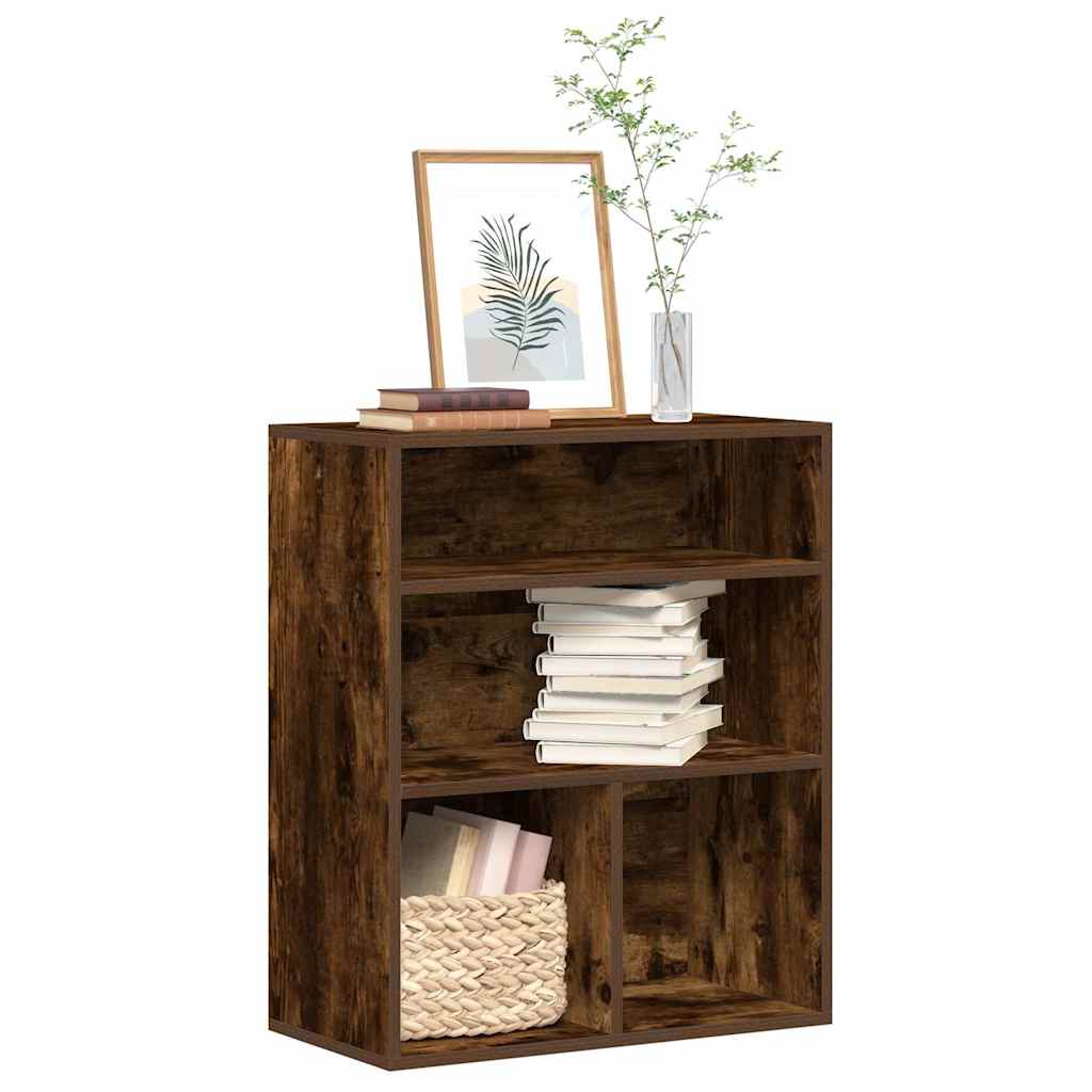 Bibliothèque chêne fumé 60x30x71,5 cm bois d'ingénierie - XIOS
