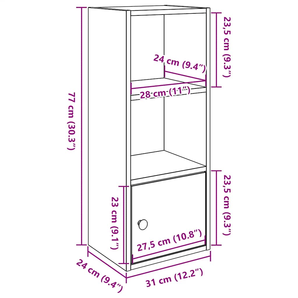 Bibliothèque chêne marron 31x24x77 cm bois d'ingénierie - XIOS