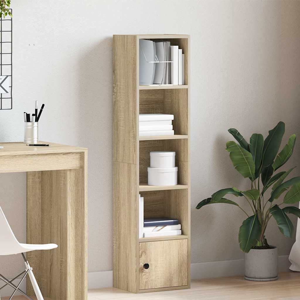 Bibliothèque chêne fumé 31x24x127 cm bois d'ingénierie - XIOS