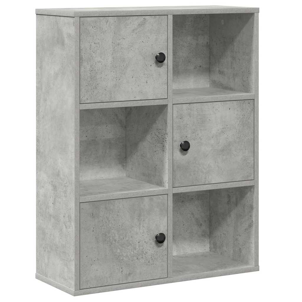 Bibliothèque gris béton 60x24x76,5 cm bois d'ingénierie - XIOS