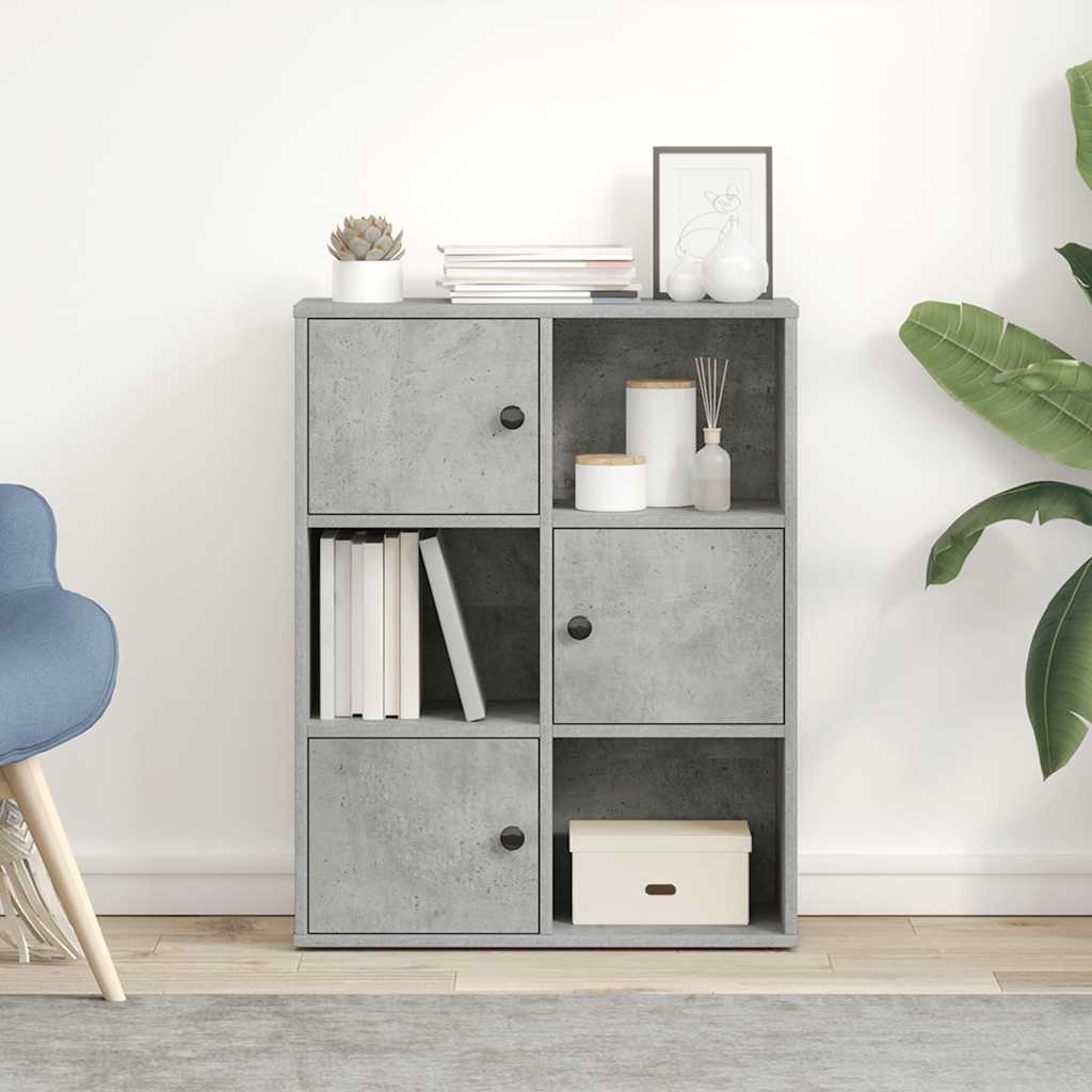Bibliothèque gris béton 60x24x76,5 cm bois d'ingénierie - XIOS