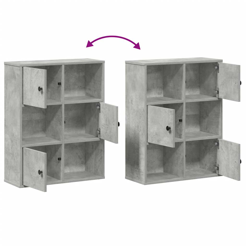 Bibliothèque gris béton 60x24x76,5 cm bois d'ingénierie - XIOS