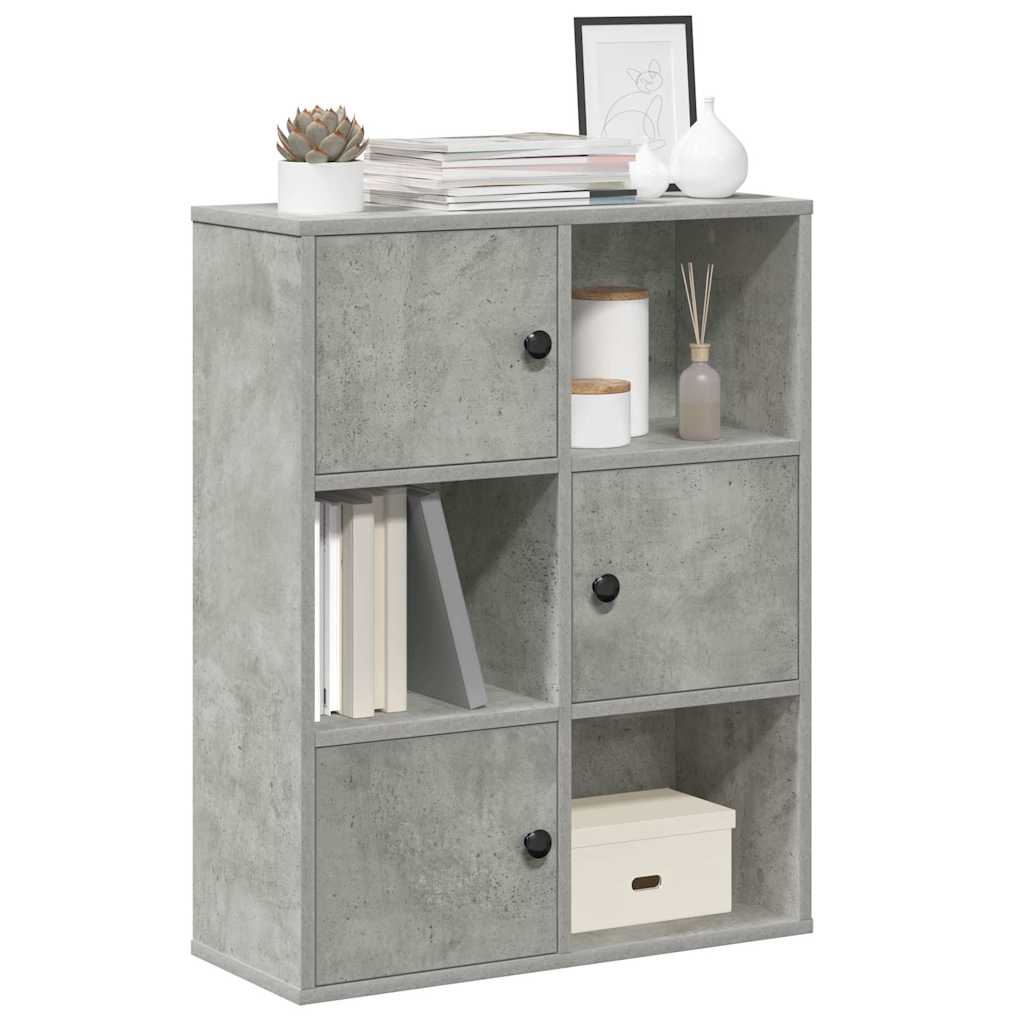 Bibliothèque gris béton 60x24x76,5 cm bois d'ingénierie - XIOS