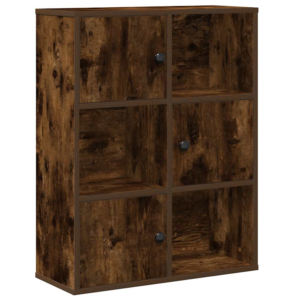 Bibliothèque chêne fumé 60x24x76,5 cm bois d'ingénierie - XIOS