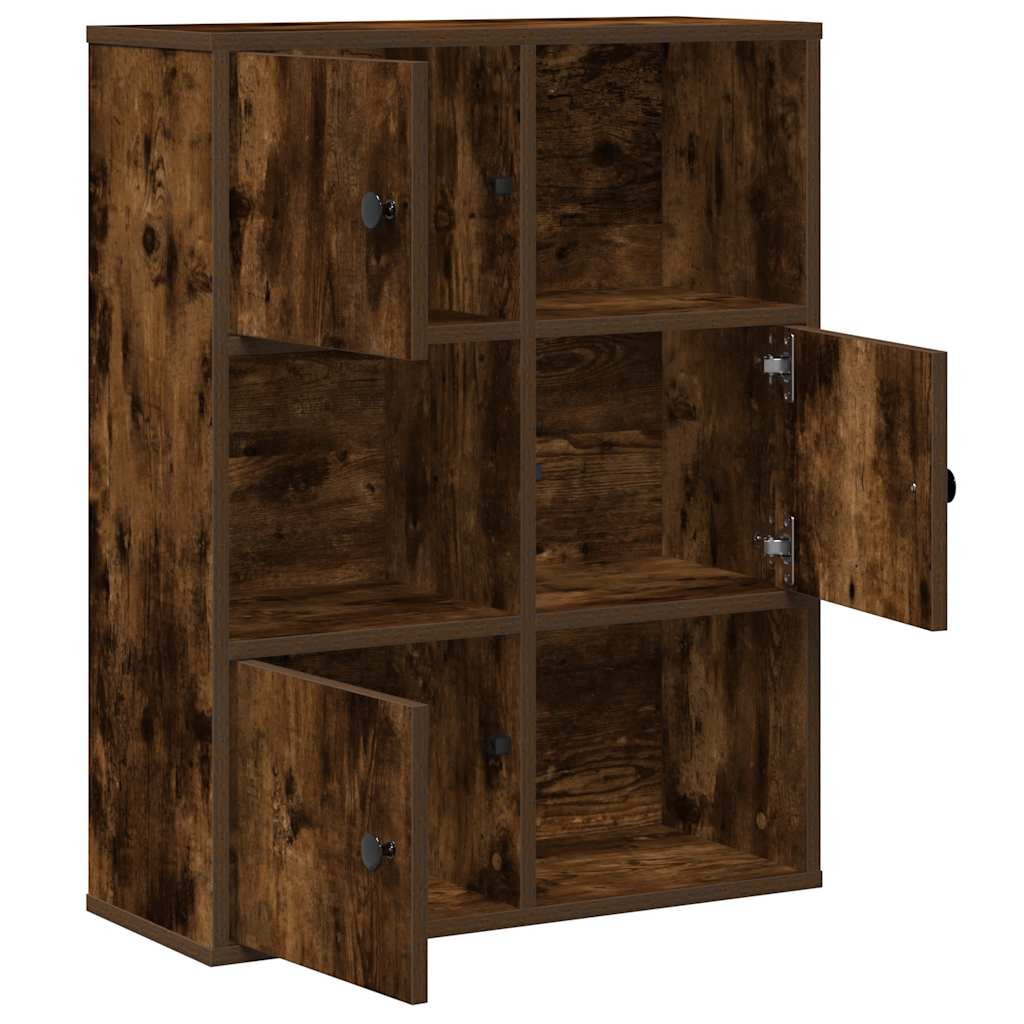 Bibliothèque chêne fumé 60x24x76,5 cm bois d'ingénierie - XIOS
