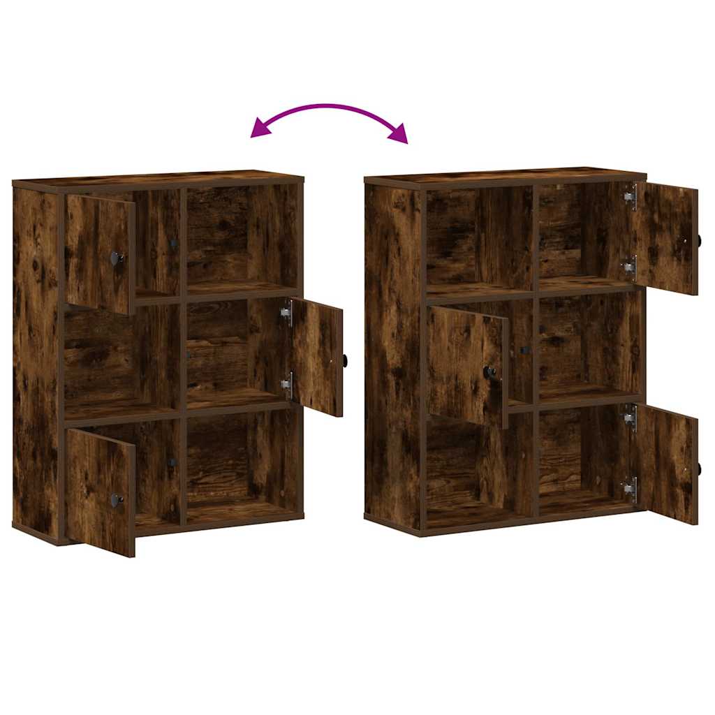 Bibliothèque chêne fumé 60x24x76,5 cm bois d'ingénierie - XIOS