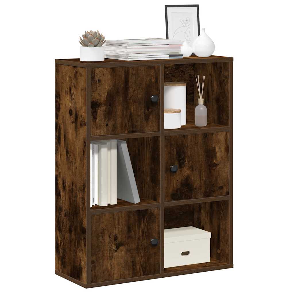 Bibliothèque chêne fumé 60x24x76,5 cm bois d'ingénierie - XIOS
