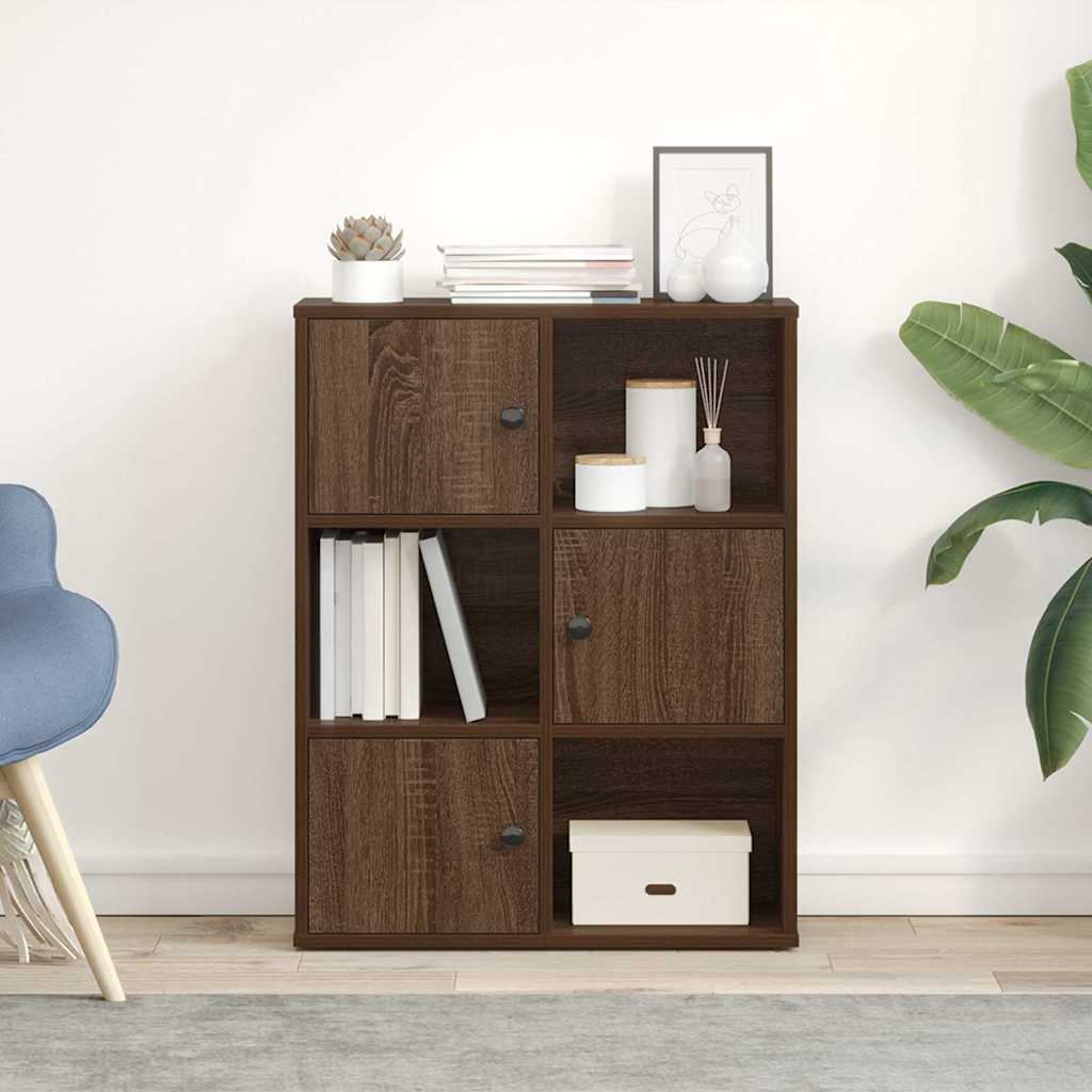 Bibliothèque chêne marron 60x24x76,5 cm bois d'ingénierie - XIOS