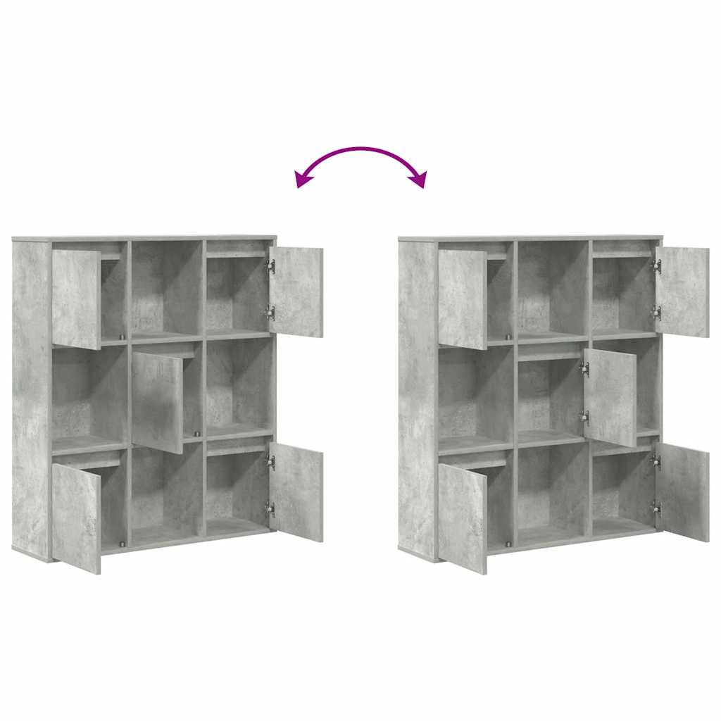 Bibliothèque gris béton 89x24x101,5 cm bois d'ingénierie - XIOS