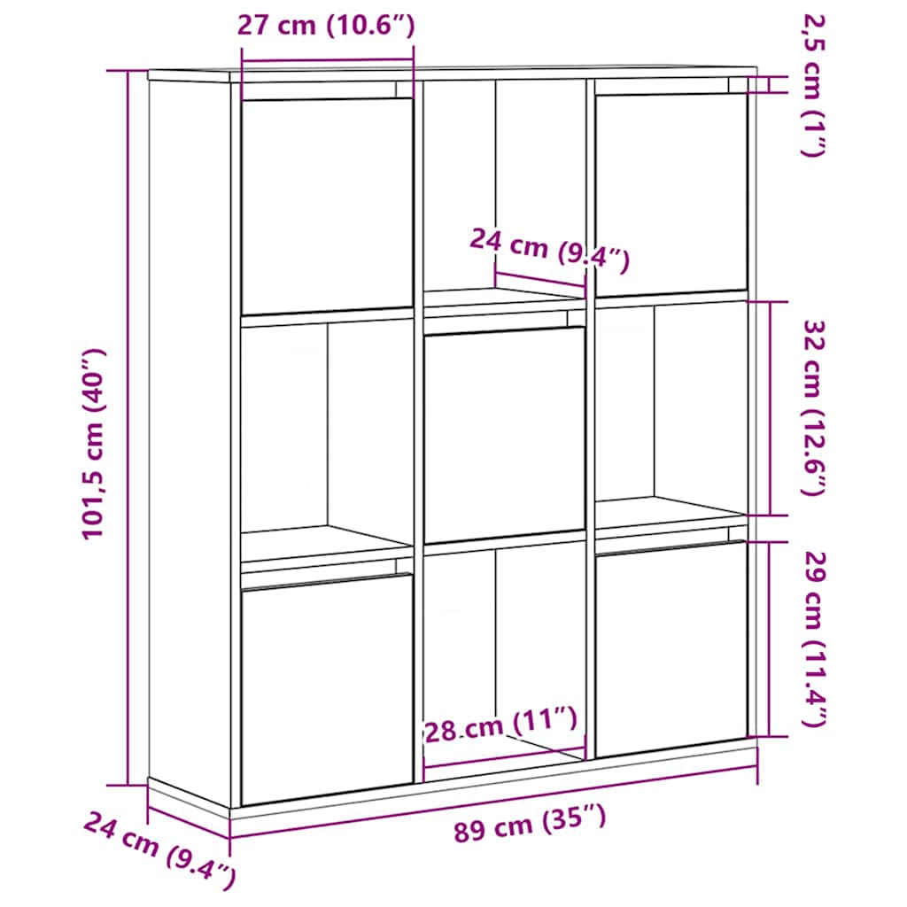 Bibliothèque gris béton 89x24x101,5 cm bois d'ingénierie - XIOS