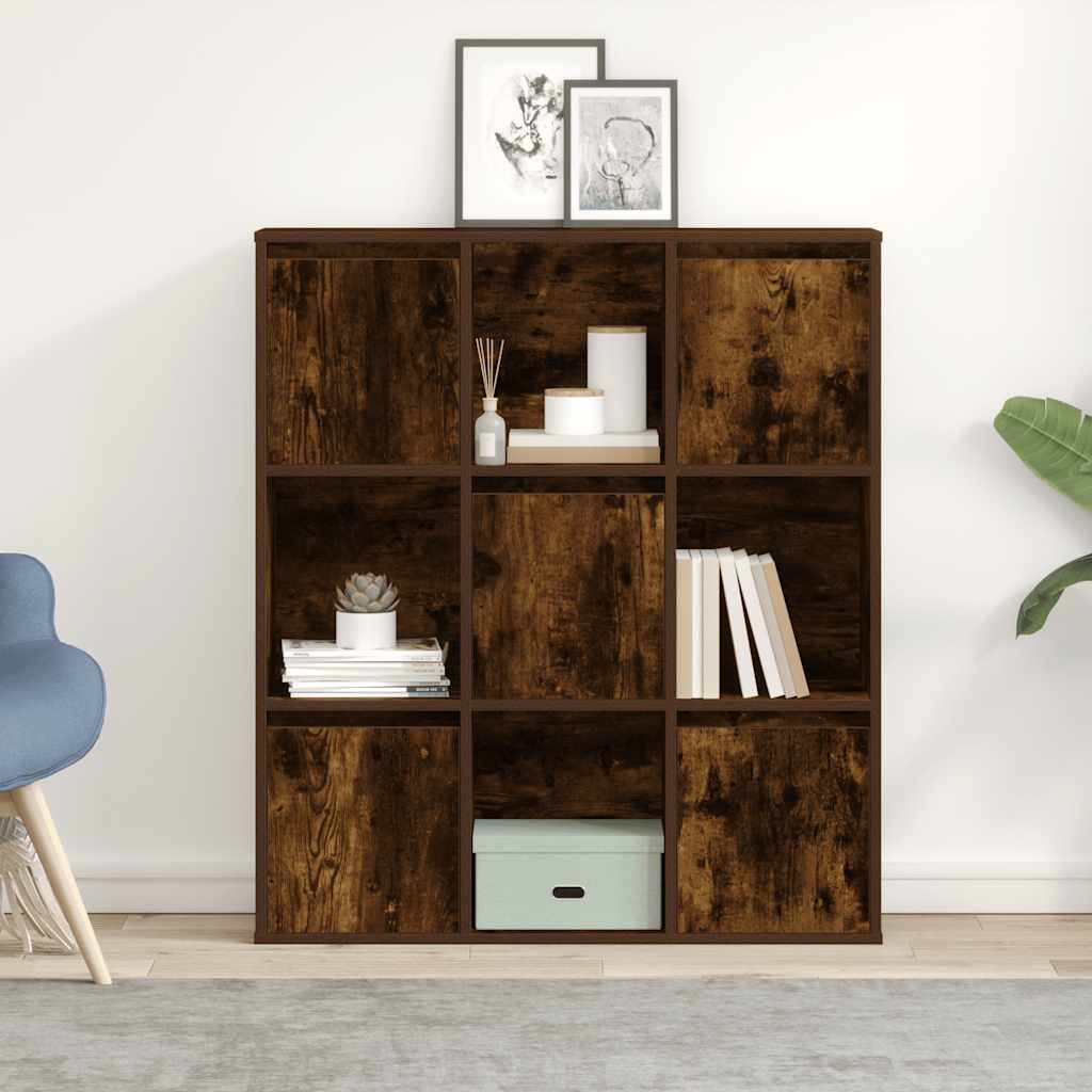 Bibliothèque chêne fumé 89x24x101,5 cm bois d'ingénierie - XIOS