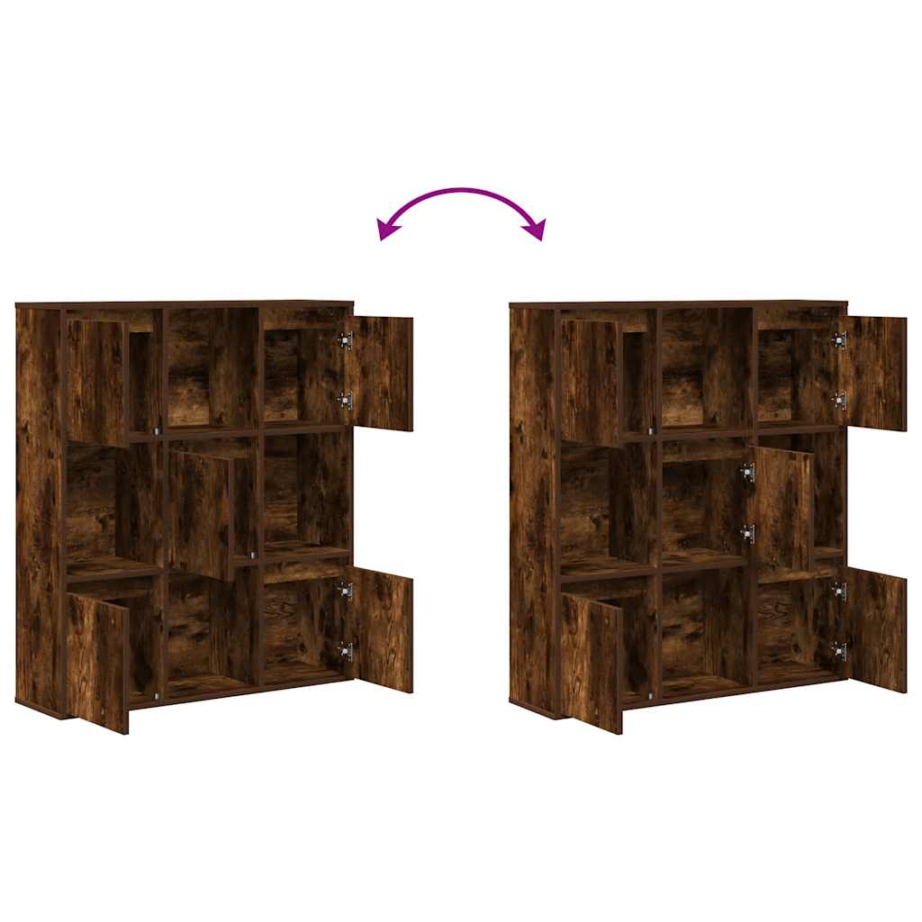Bibliothèque chêne fumé 89x24x101,5 cm bois d'ingénierie - XIOS