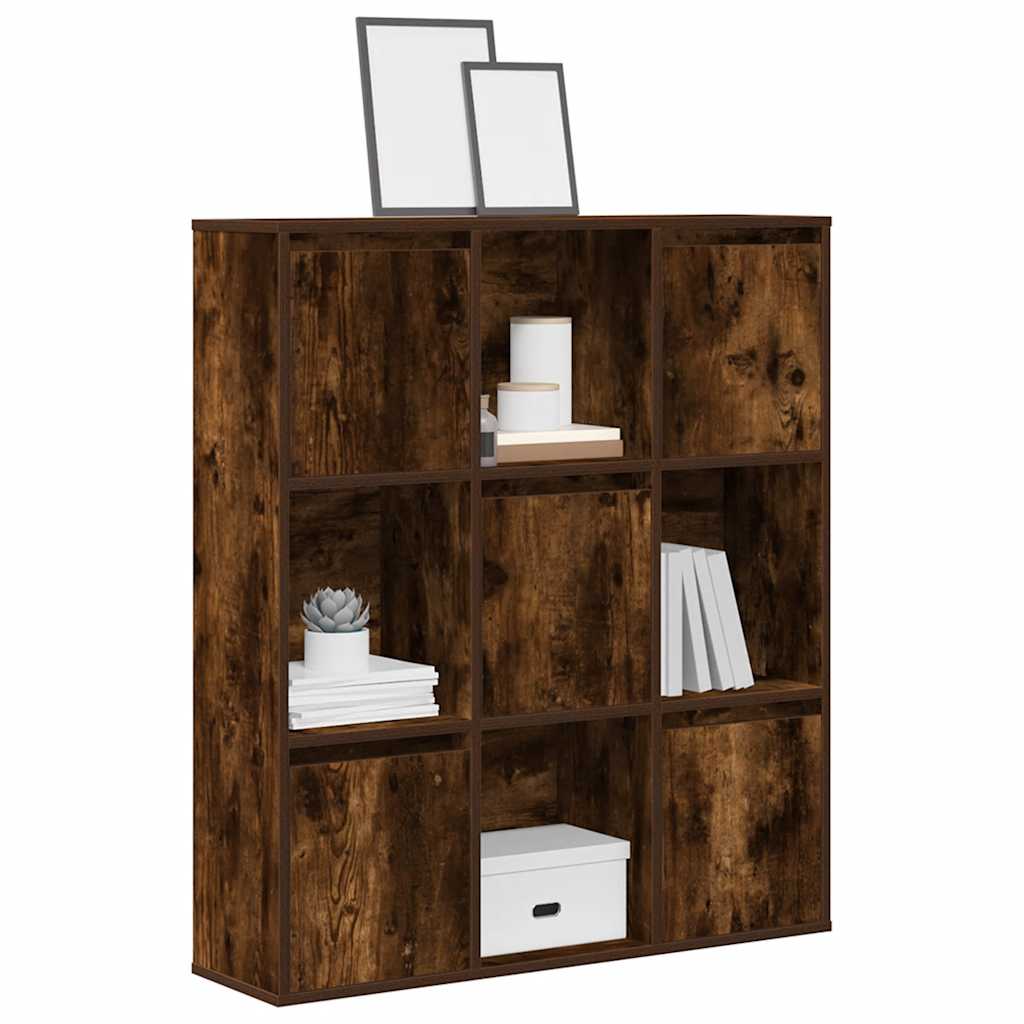 Bibliothèque chêne fumé 89x24x101,5 cm bois d'ingénierie - XIOS