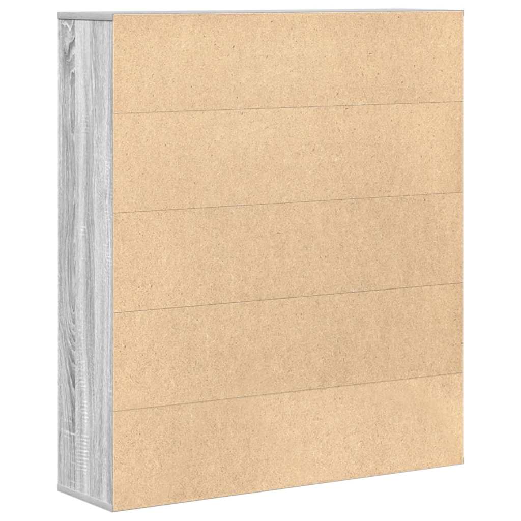 Bibliothèque sonoma gris 89x24x101,5 cm bois d'ingénierie - XIOS