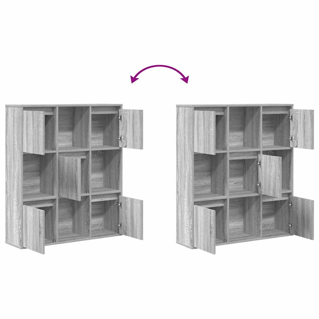 Bibliothèque sonoma gris 89x24x101,5 cm bois d'ingénierie - XIOS