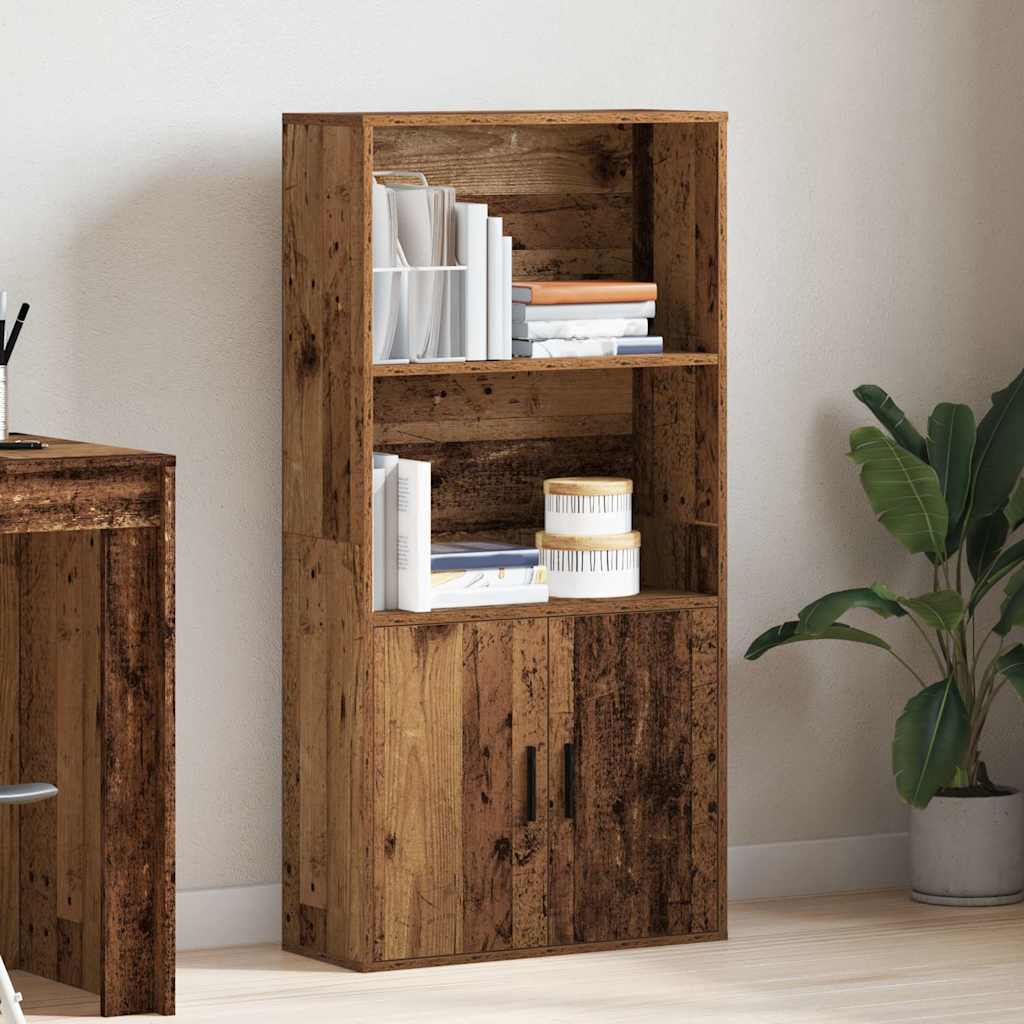 Bibliothèque vieux bois 60x24x120 cm bois d'ingénierie - XIOS