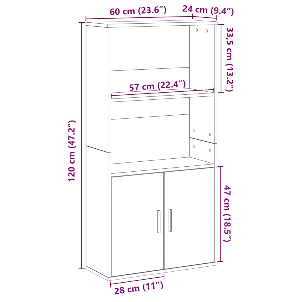 Bibliothèque vieux bois 60x24x120 cm bois d'ingénierie - XIOS
