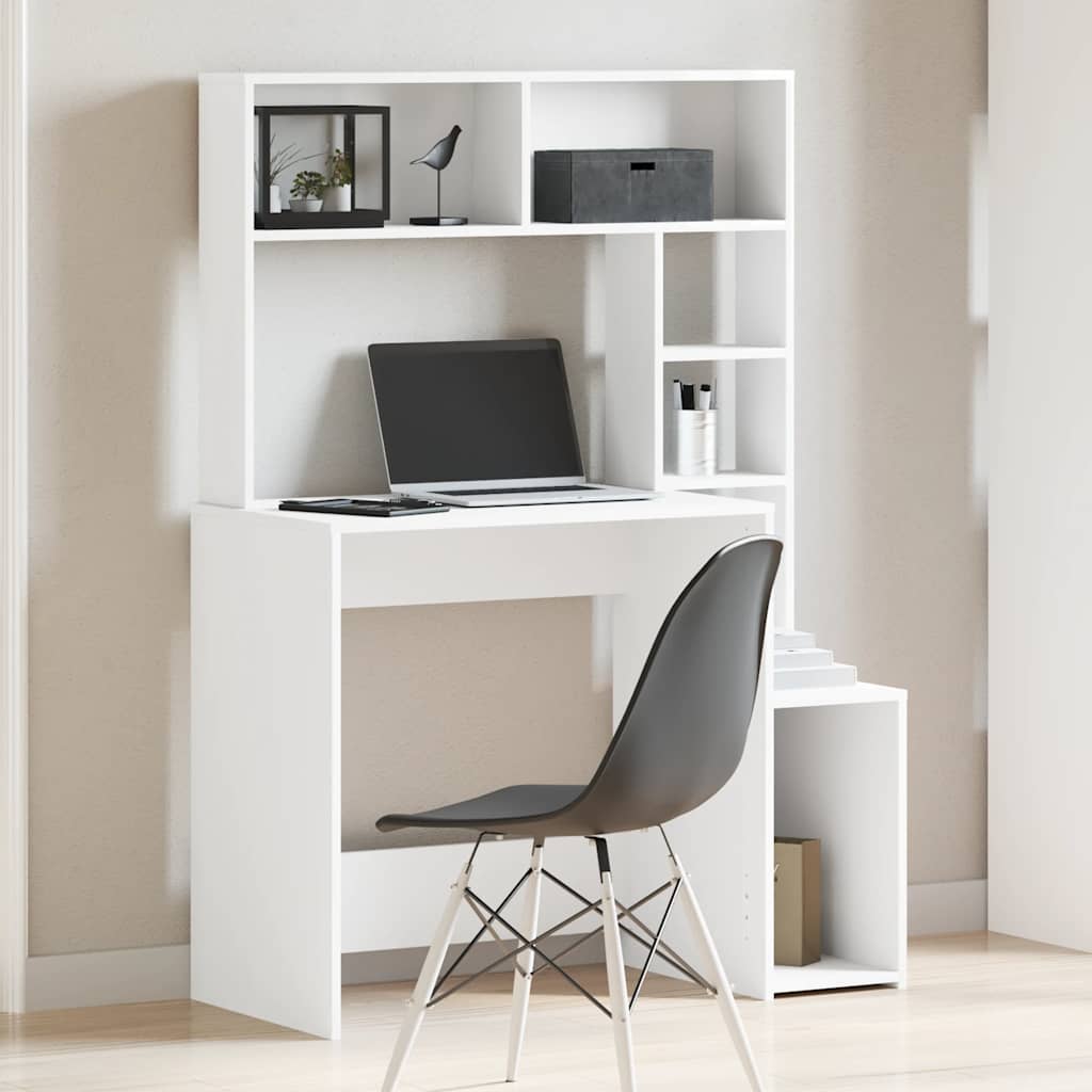 Bureau avec étagères blanc 100x45x140 cm bois d'ingénierie - XIOS