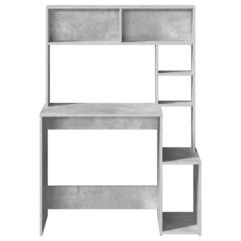 Bureau avec étagères gris béton 100x45x140 cm bois d'ingénierie - XIOS