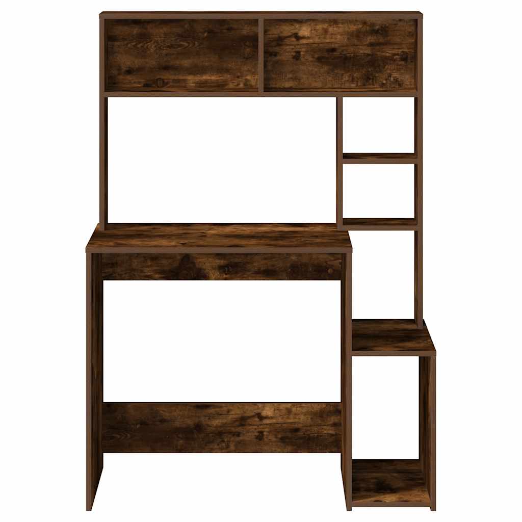 Bureau avec étagères chêne fumé 100x45x140 cm bois d'ingénierie - XIOS