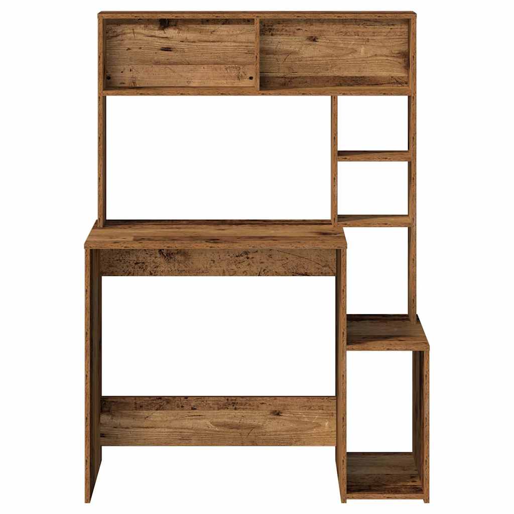 Bureau avec étagères vieux bois 100x45x140 cm bois d'ingénierie - XIOS