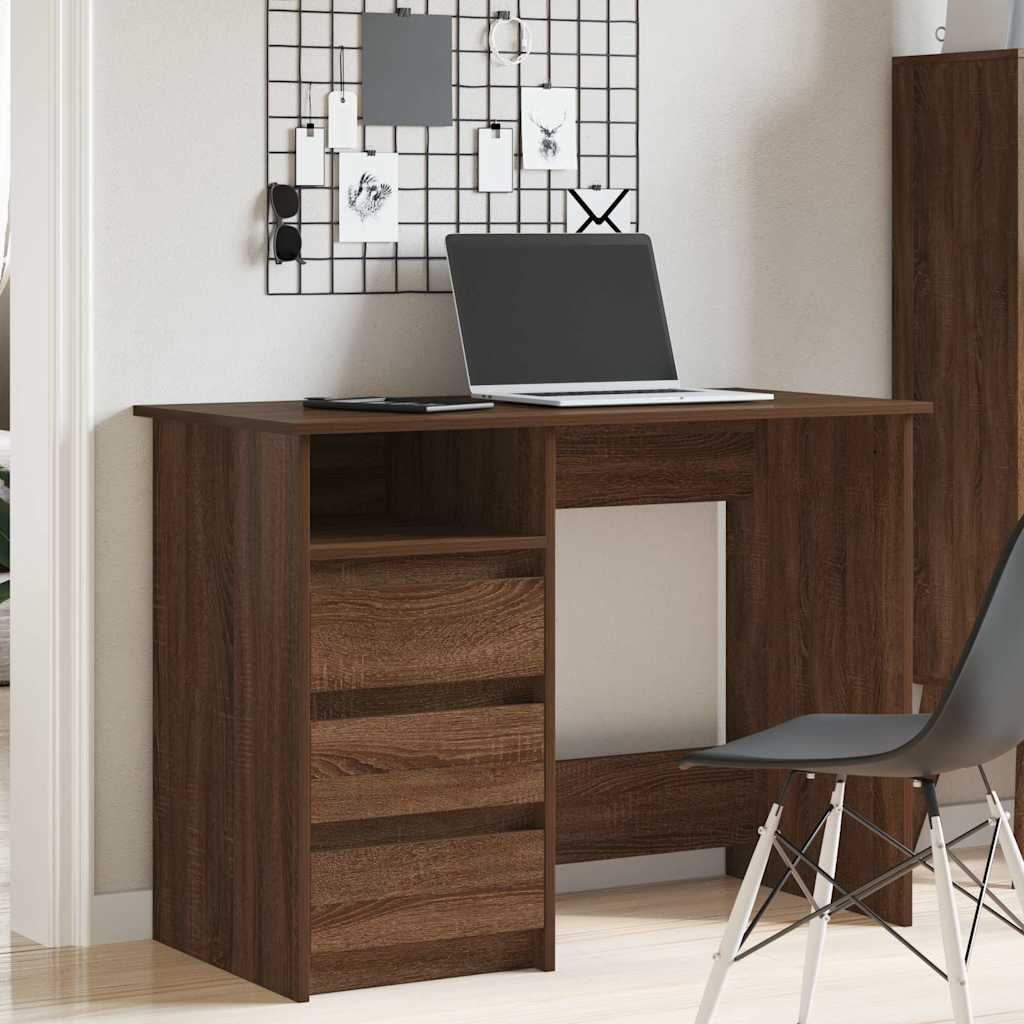 Bureau chêne marron 102x50x75 cm bois d'ingénierie - XIOS