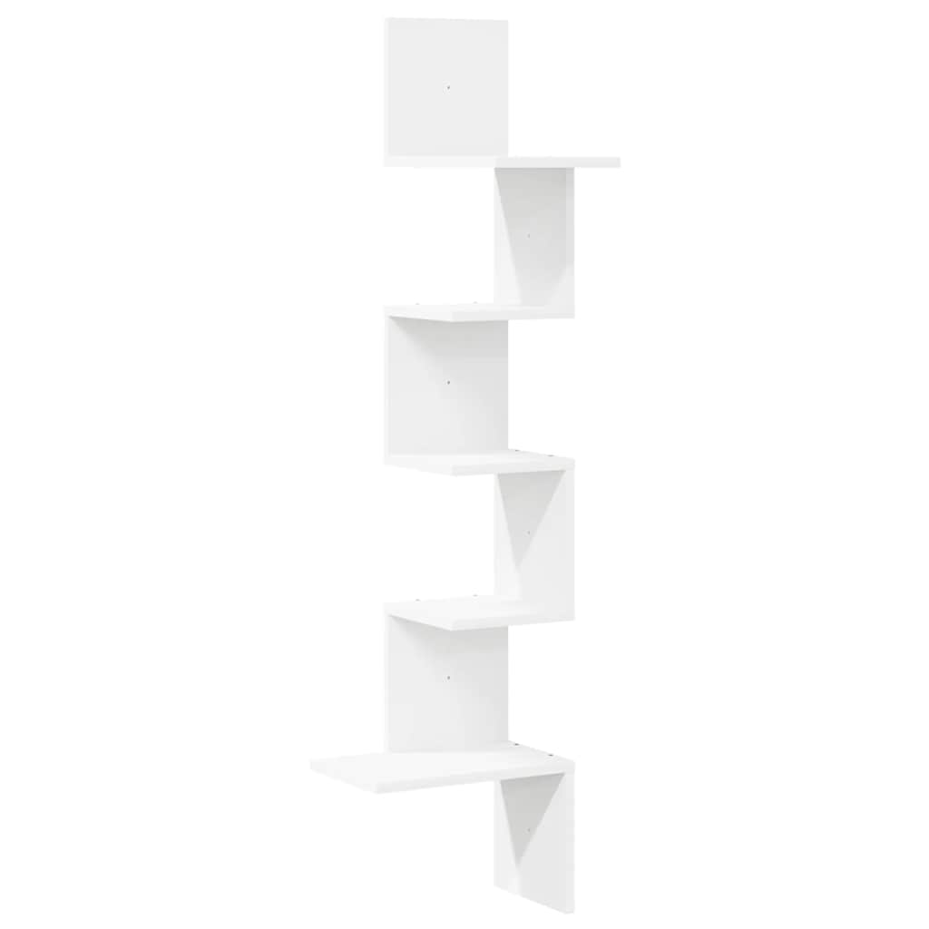 Étagère d'angle murale blanc 32x32x127,5 cm bois d'ingénierie - XIOS