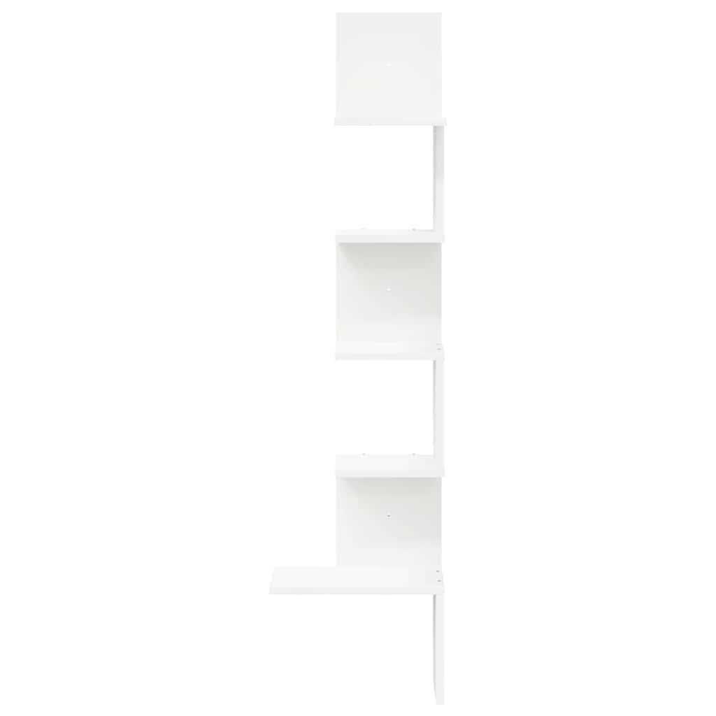Étagère d'angle murale blanc 32x32x127,5 cm bois d'ingénierie - XIOS