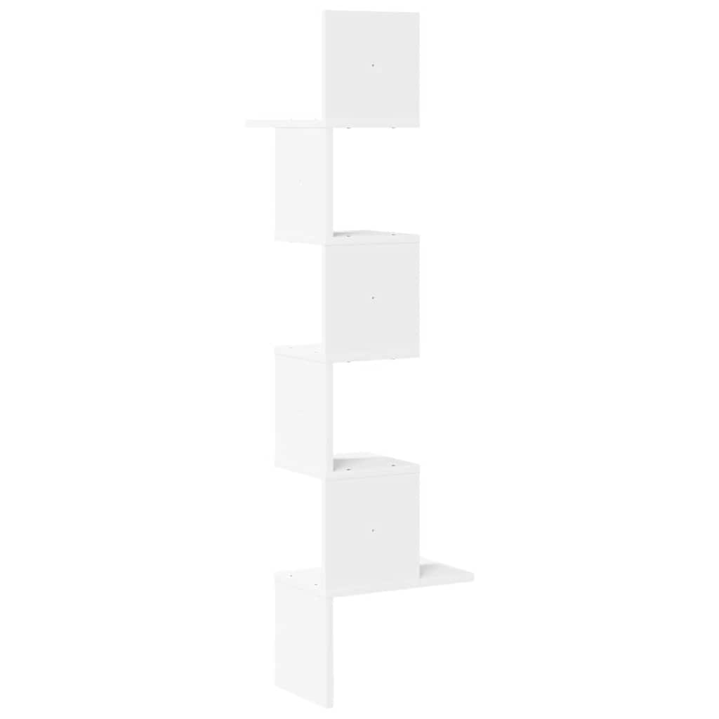 Étagère d'angle murale blanc 32x32x127,5 cm bois d'ingénierie - XIOS