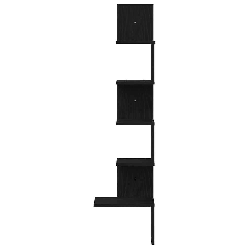 Étagère d'angle murale noir 32x32x127,5 cm bois d'ingénierie - XIOS