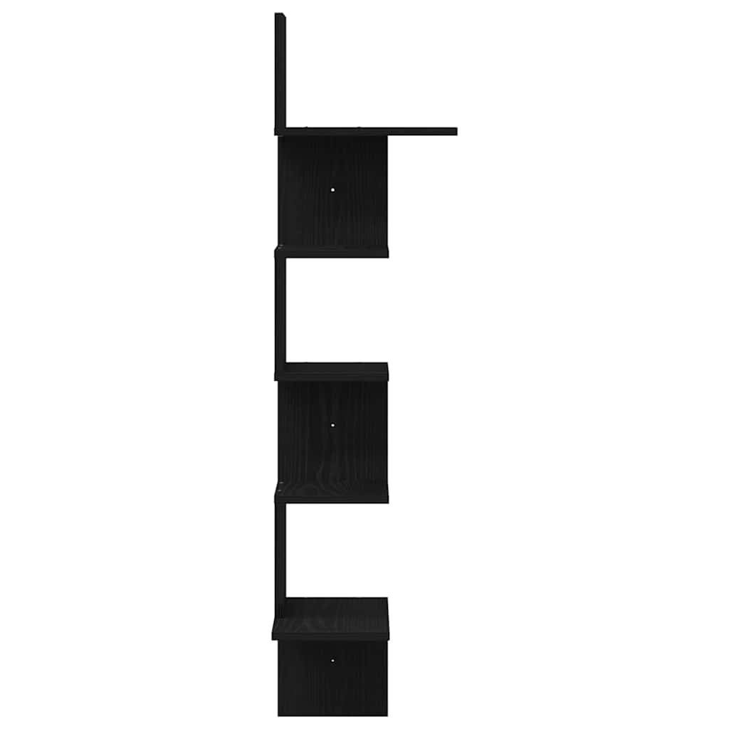 Étagère d'angle murale noir 32x32x127,5 cm bois d'ingénierie - XIOS