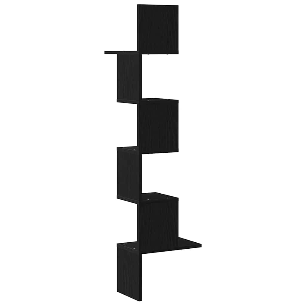 Étagère d'angle murale noir 32x32x127,5 cm bois d'ingénierie - XIOS