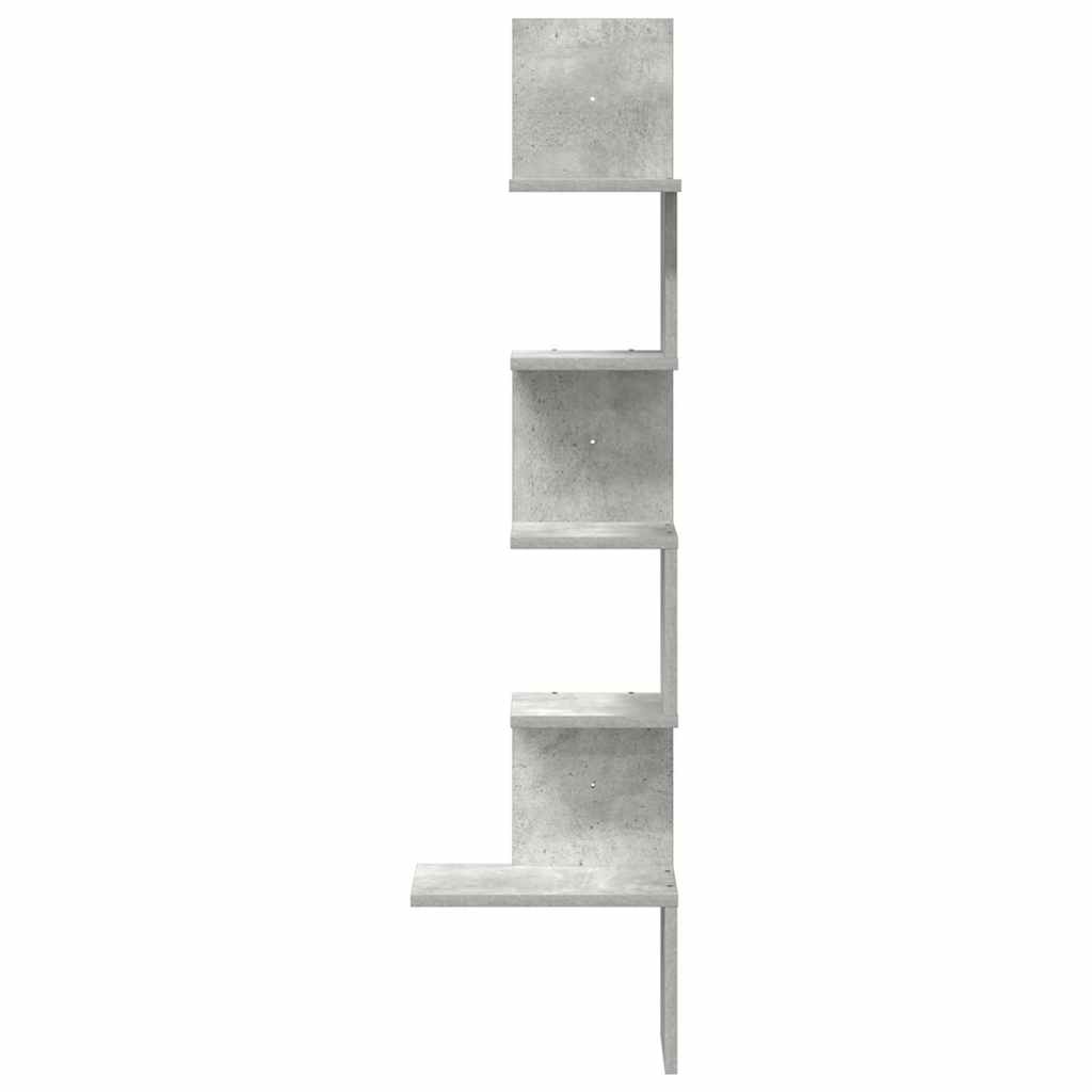 Étagère murale d'angle gris béton 32x32x127,5cm bois ingénierie - XIOS