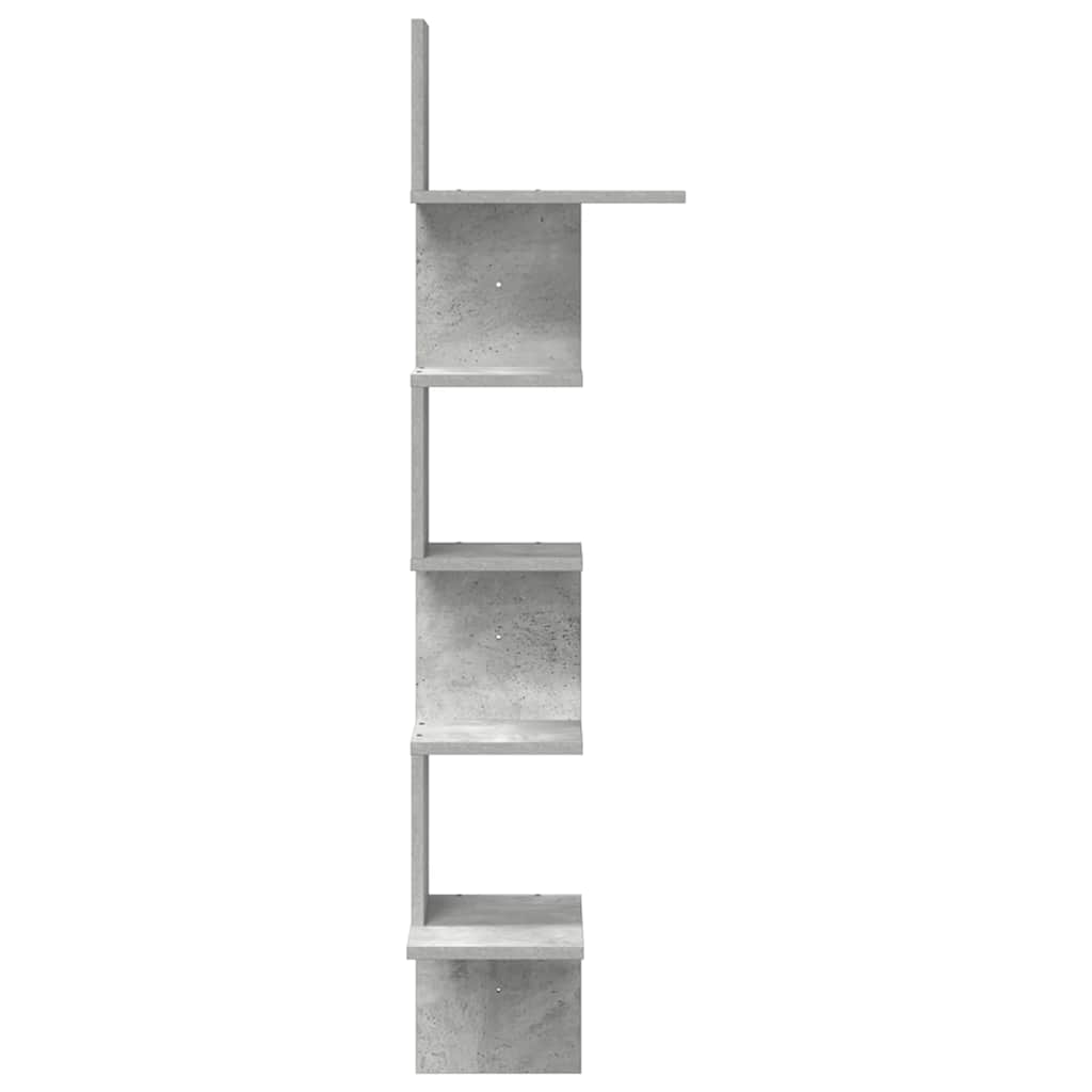 Étagère murale d'angle gris béton 32x32x127,5cm bois ingénierie - XIOS