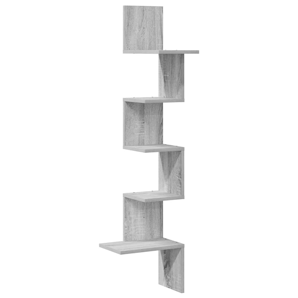Étagère d'angle murale sonoma gris 32x32x127,5 cm - XIOS