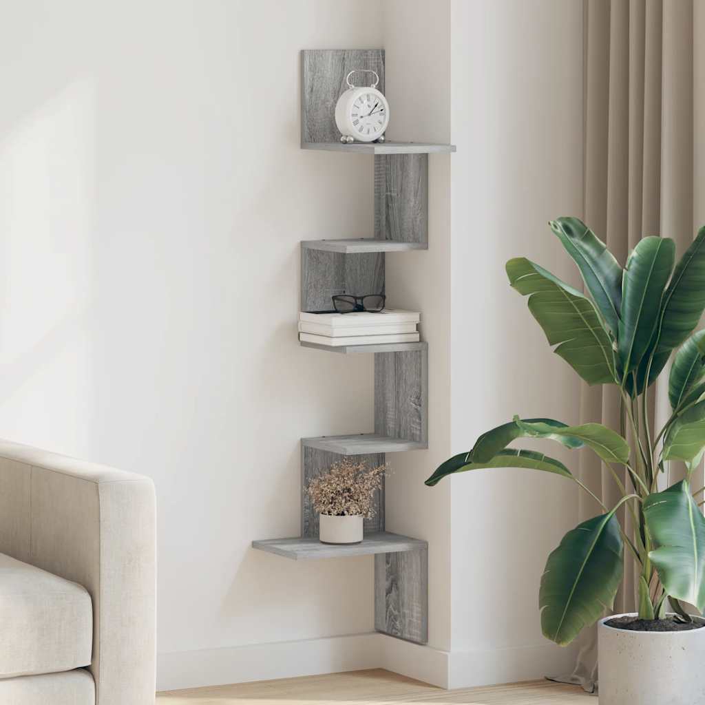 Étagère d'angle murale sonoma gris 32x32x127,5 cm - XIOS