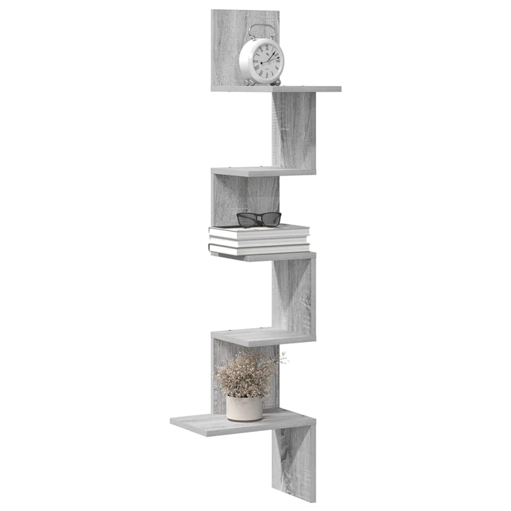 Étagère d'angle murale sonoma gris 32x32x127,5 cm - XIOS