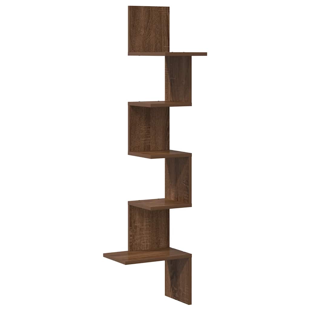 Étagère d'angle murale chêne marron bois ingénierie - XIOS