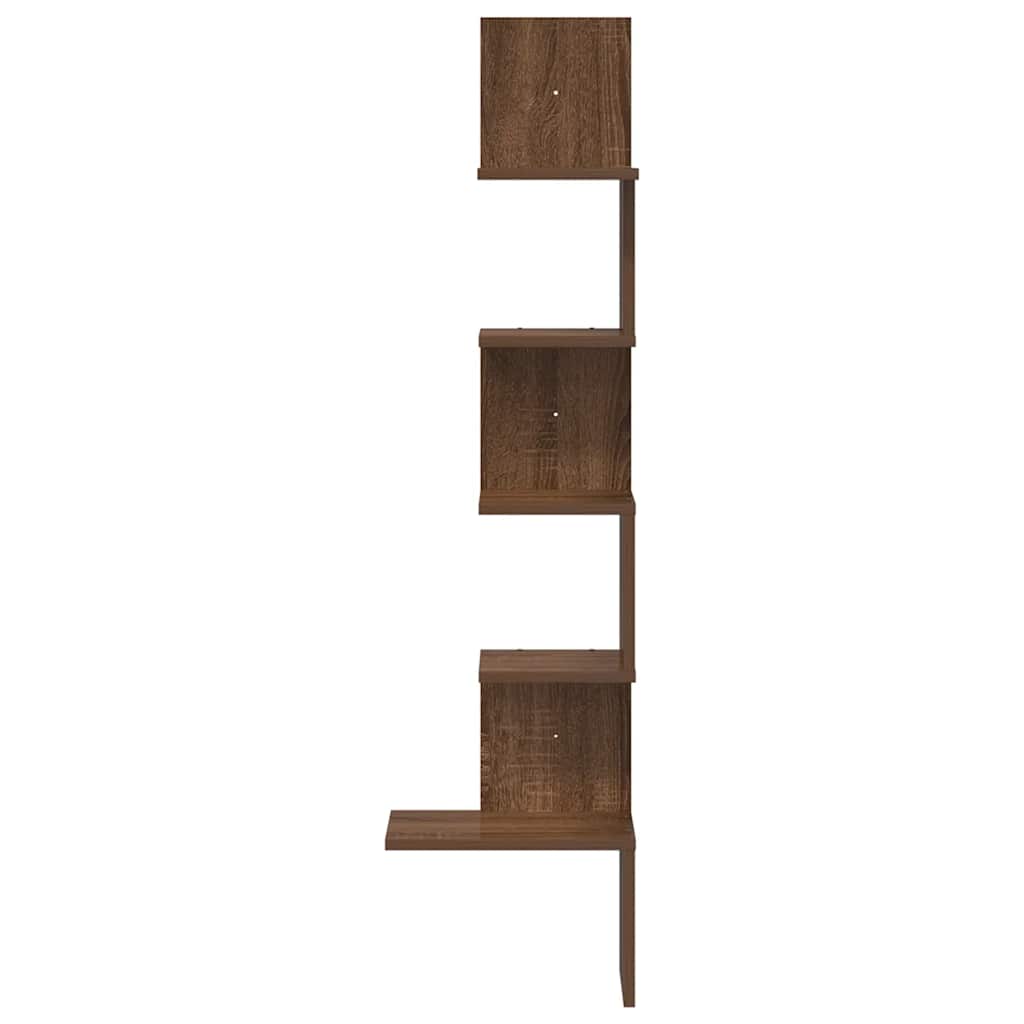 Étagère d'angle murale chêne marron bois ingénierie - XIOS