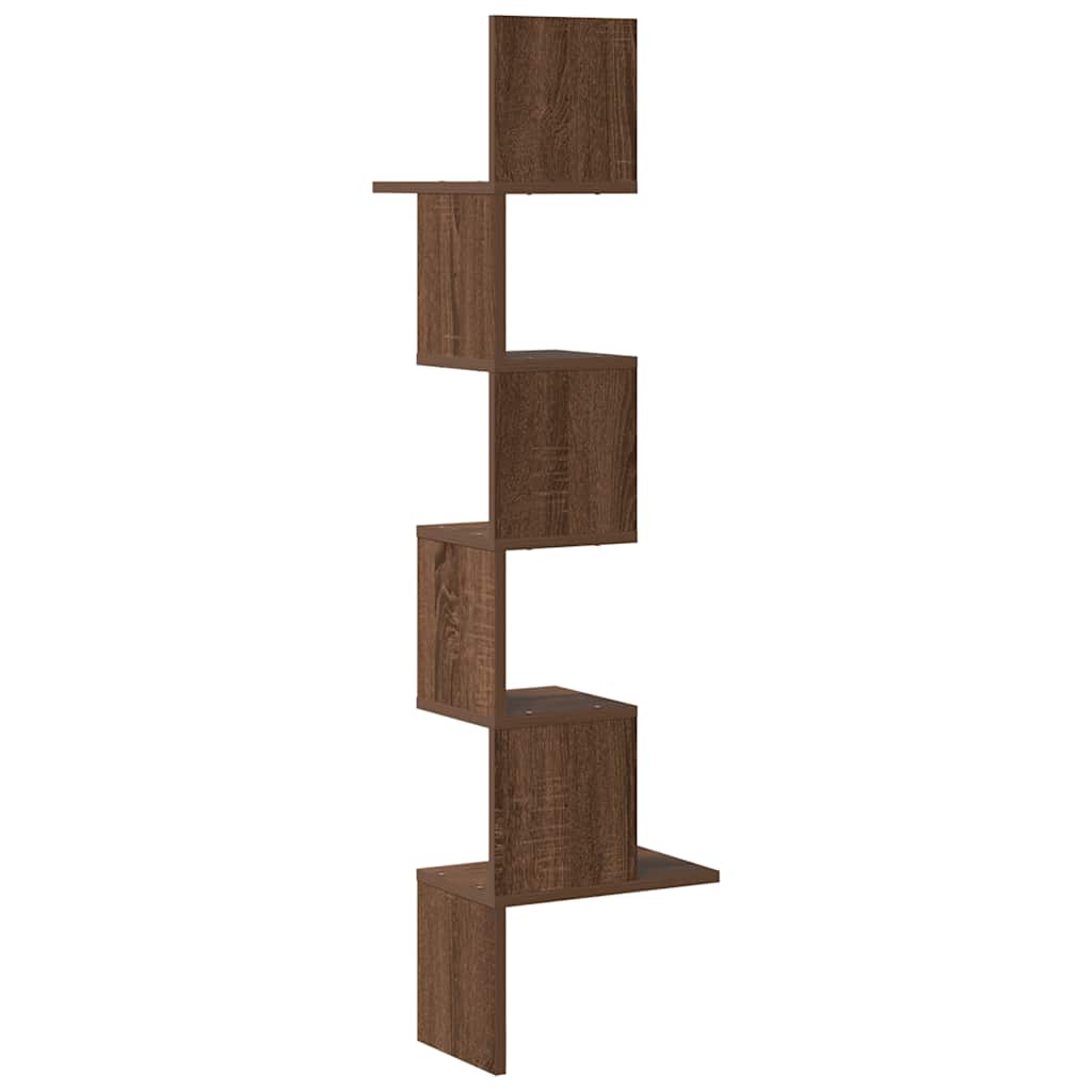 Étagère d'angle murale chêne marron bois ingénierie - XIOS