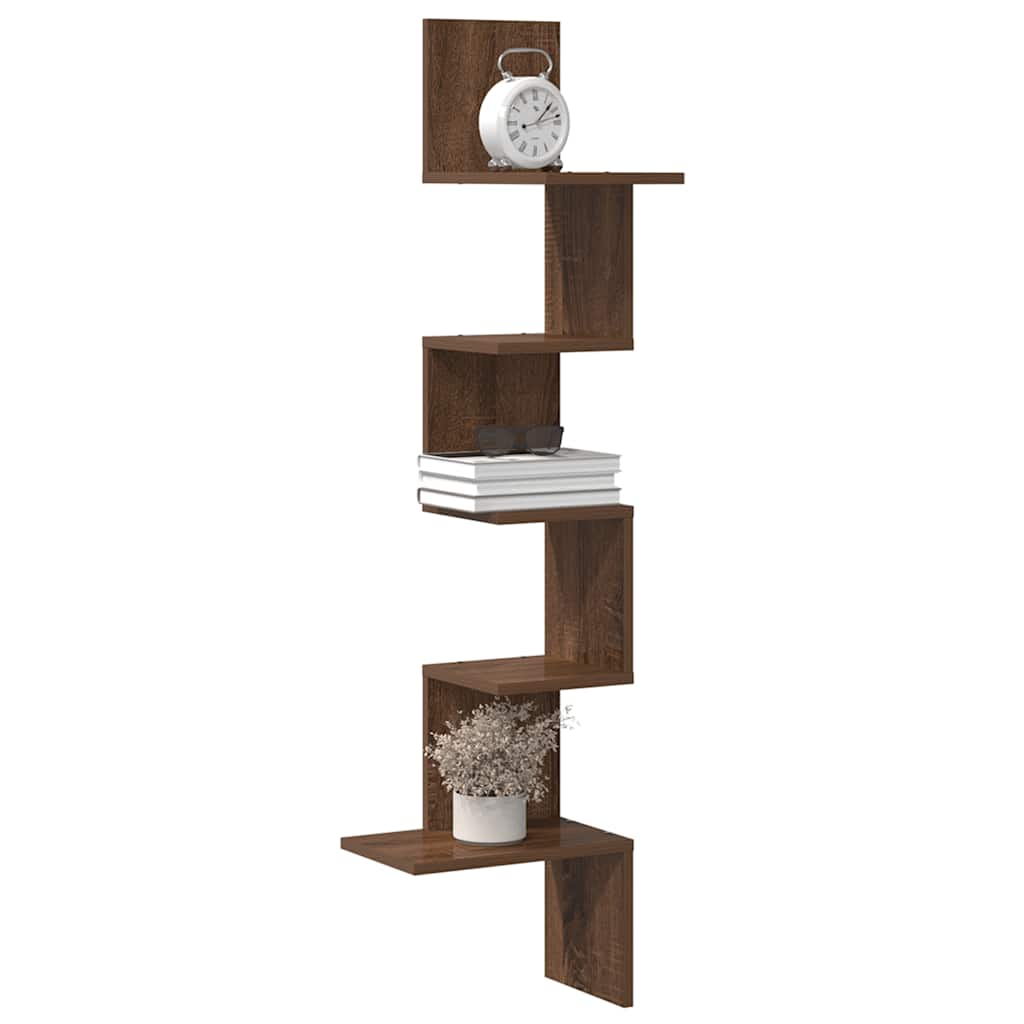 Étagère d'angle murale chêne marron bois ingénierie - XIOS
