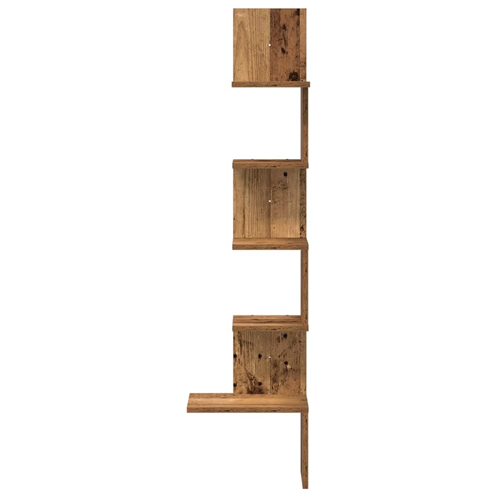 Étagère d'angle murale vieux bois 32x32x127,5cm bois ingénierie - XIOS