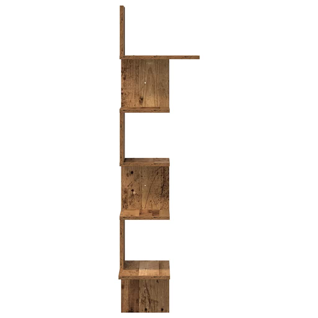 Étagère d'angle murale vieux bois 32x32x127,5cm bois ingénierie - XIOS